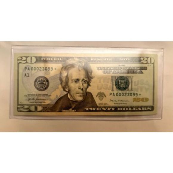 2017A $20 DOLLAR BILL - VERY RARE - *Star Note*.  SERIAL #PA00023099* Fancy - Picture 1 of 5